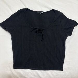 Fashion Nova Black Ribbed Crop Top